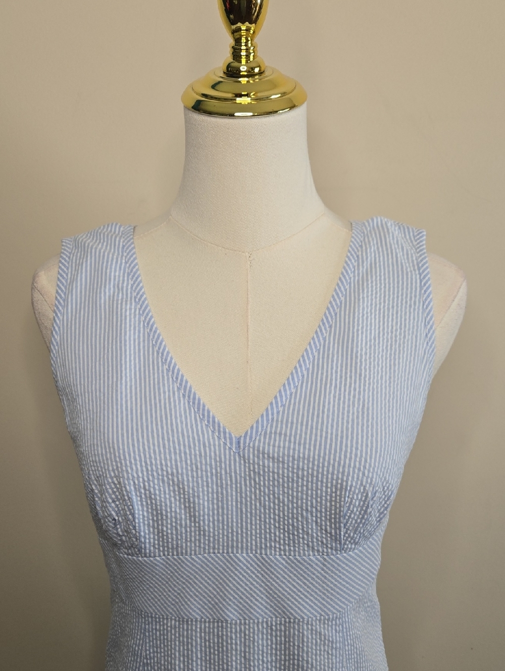 Brooks Brothers Blue Seersucker Dress Coastal Prep Classic Summer Sundress - Picture 3 of 9